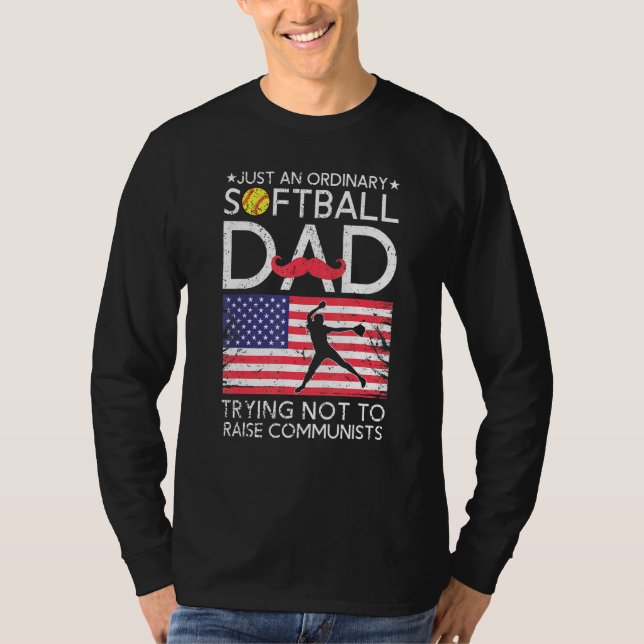 Camiseta Hombre Sólo Un Papá De Softbol Corriente Intentand (Anverso)