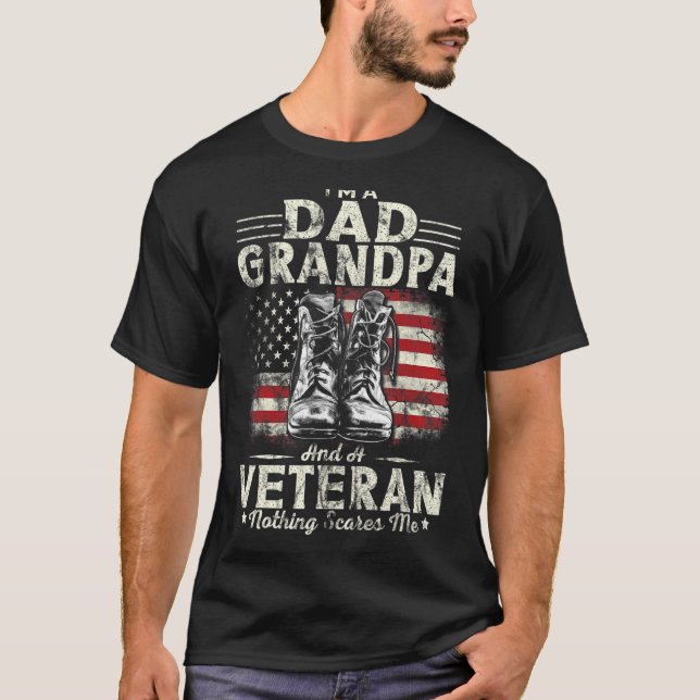 Camiseta Hombre, soy abuelo de papá y padre veterano (Anverso)