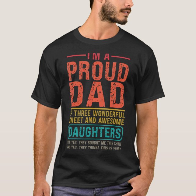 Camiseta Hombre, Soy Un Padre Orgulloso De Tres Hijas Marav (Anverso)