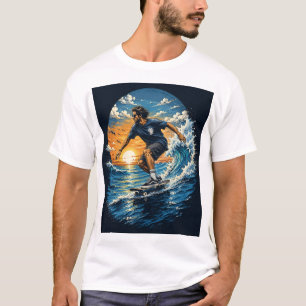 Camiseta Hombre surfeando en las olas 