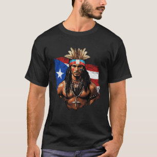 Camiseta Hombre taíno Bandera puertorriqueña pueblo indígen