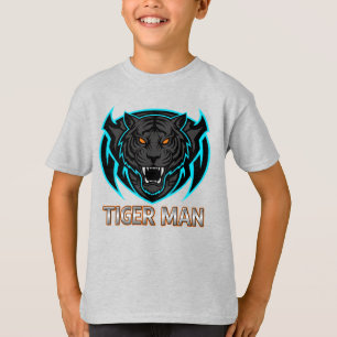 Camiseta Hombre Tigre Feroz Mascota de Juegos para Niños