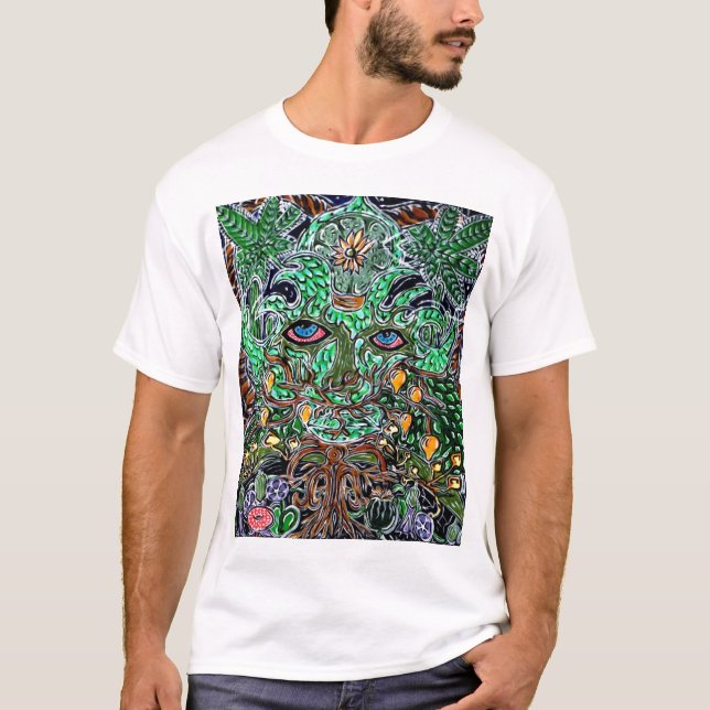Camiseta hombre verde psicodélico (Anverso)