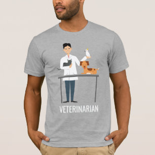 Camiseta Hombre Veterinario Con Animales & Texto Personaliz
