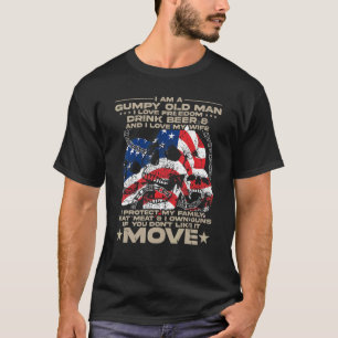 Camiseta Hombre viejo gruñón Libertad Cerveza familia Skull