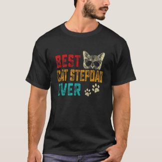 Camiseta Hombre Vintage Mejor Gato Padrastro Jamás Familia