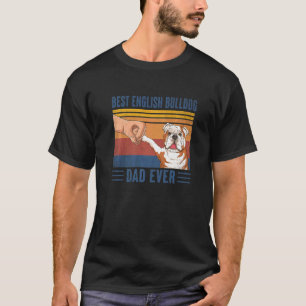 Camiseta Hombre Vintage Mejor Papá Bulldog Inglés Fist Bu