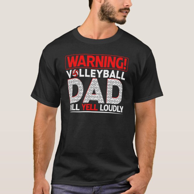 Camiseta Hombre Voleibol Papá Advertencia Papá Gritará Fuer (Anverso)