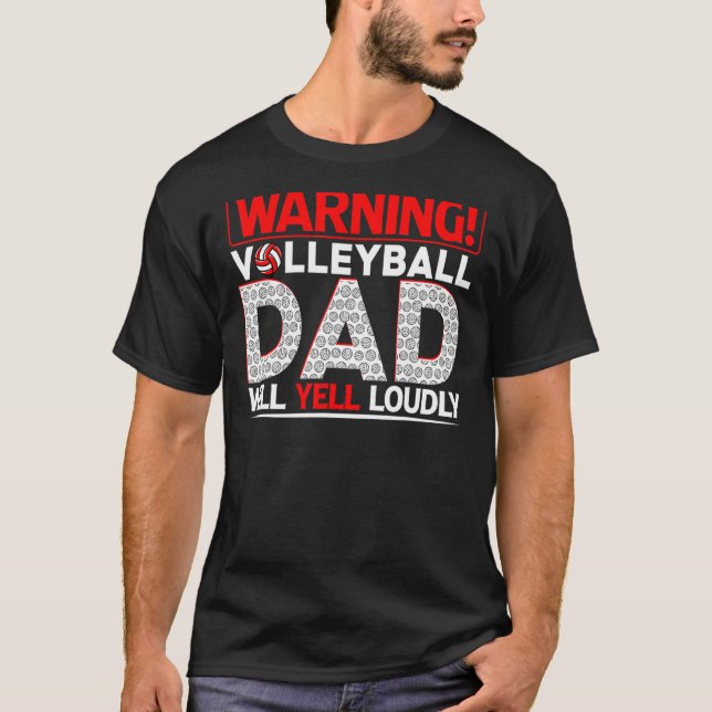 Camiseta Hombre Voleibol Papá Advertencia Papá Gritará Fuer (Anverso)