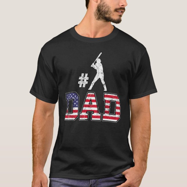 Camiseta Hombres 1 Béisbol Papá Feliz Día de los Padres EEU (Anverso)