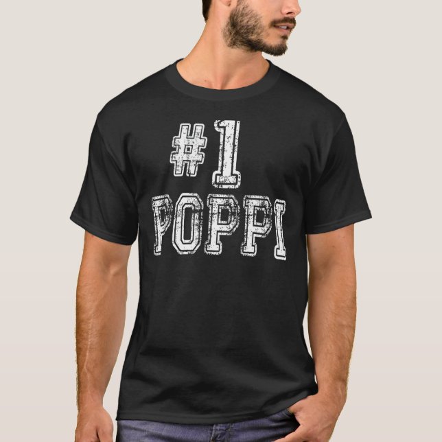 Camiseta Hombres 1 Poppi Número Uno Orgullo de Amor Familia (Anverso)
