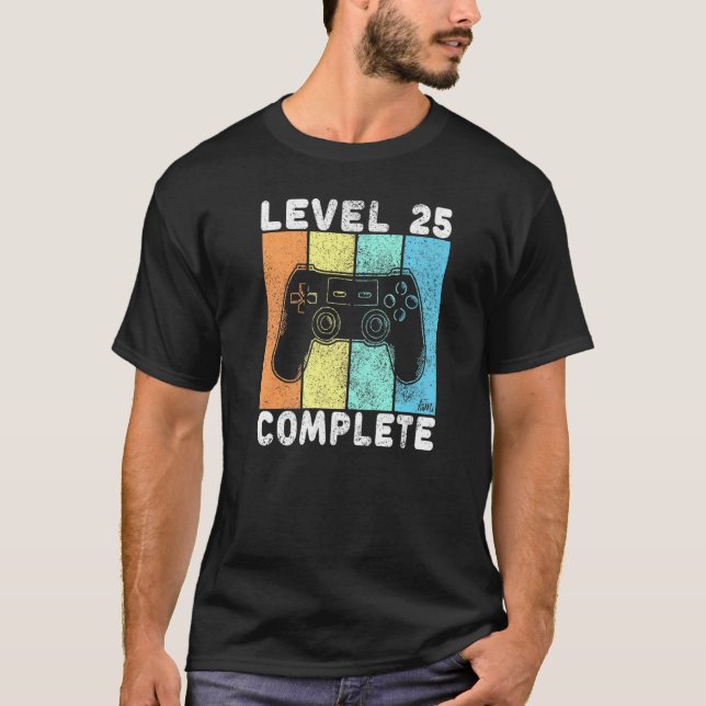 Camiseta Hombres 25º Nacimiento Hombres Nivel de Juegos 25  (Anverso)