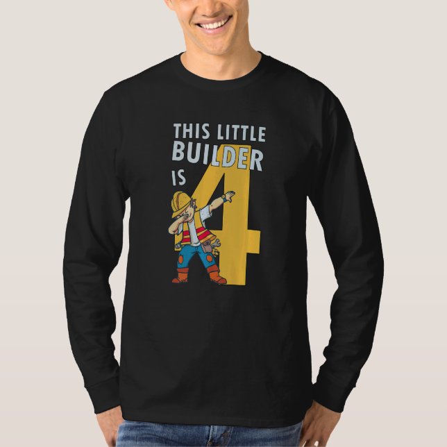 Camiseta Hombres 4 años Constructor Boy 4 Cumpleaños Builde (Anverso)