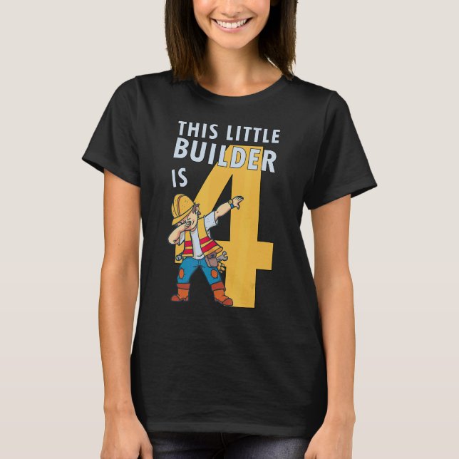 Camiseta Hombres 4 años Constructor Boy 4 Cumpleaños Builde (Anverso)