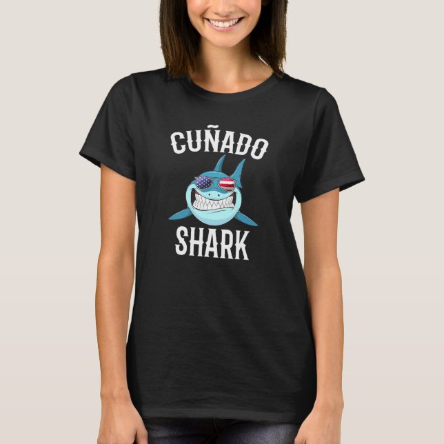 Camiseta Hombres 4 De Julio Cunado Shark Hermano Español En (Anverso)
