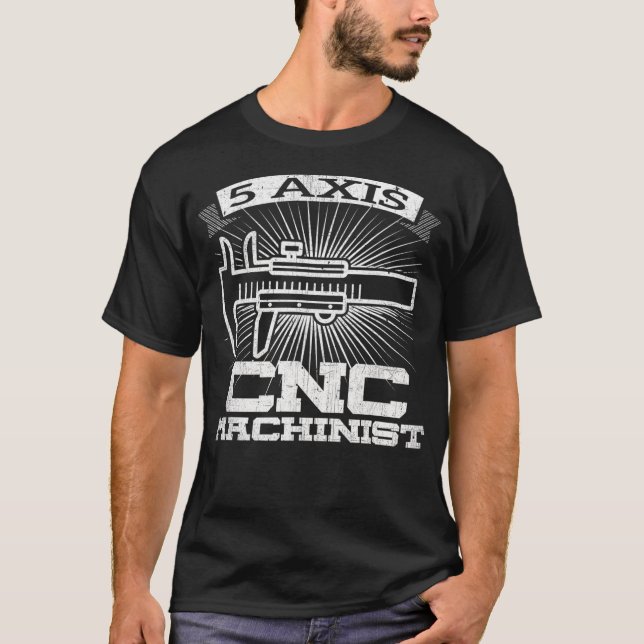 Camiseta Hombres 5 Ejes CNC Machinist Engineering GCode (Anverso)