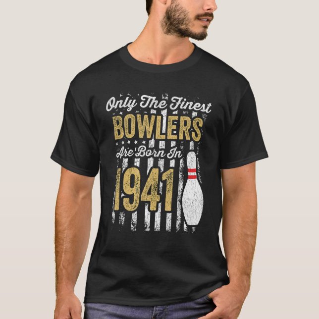 Camiseta Hombres 80 Años Bowler Cumpleaños 80 Noche (Anverso)