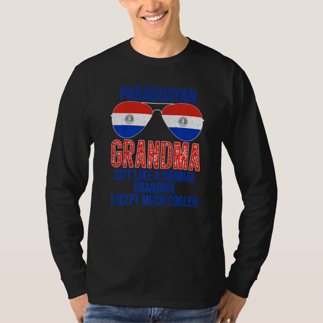 Camiseta Hombres Abuela Paraguaya Bandera Gafas De Sol M (Anverso)