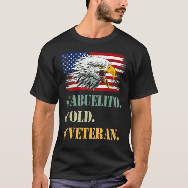 Camiseta Hombres Abuelito antiguo veterano Guay con bandera (Anverso)