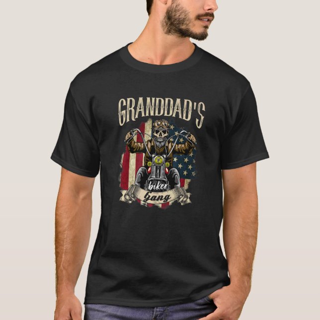 Camiseta Hombres Abuelo Biker Bandera Bandera (Anverso)