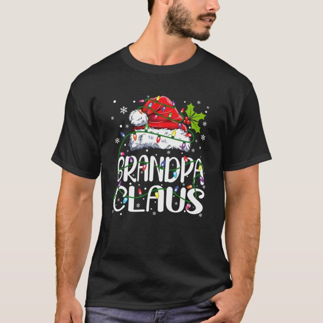 Camiseta Hombres Abuelo Claus Navidades enciende familia Pa (Anverso)