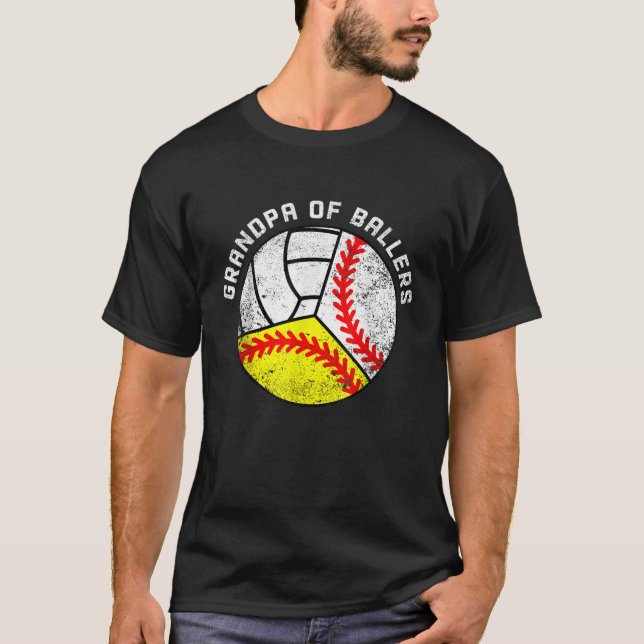 Camiseta Hombres Abuelo De Ballers Divertido Béisbol De Voz (Anverso)