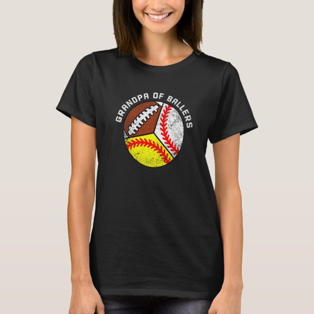 Camiseta Hombres Abuelo De Baloncestistas Fútbol De Béisbol (Anverso)