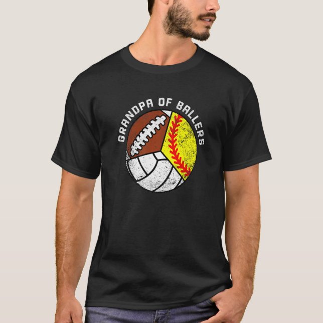 Camiseta Hombres Abuelo De Baloncestistas Fútbol De Voleibo (Anverso)