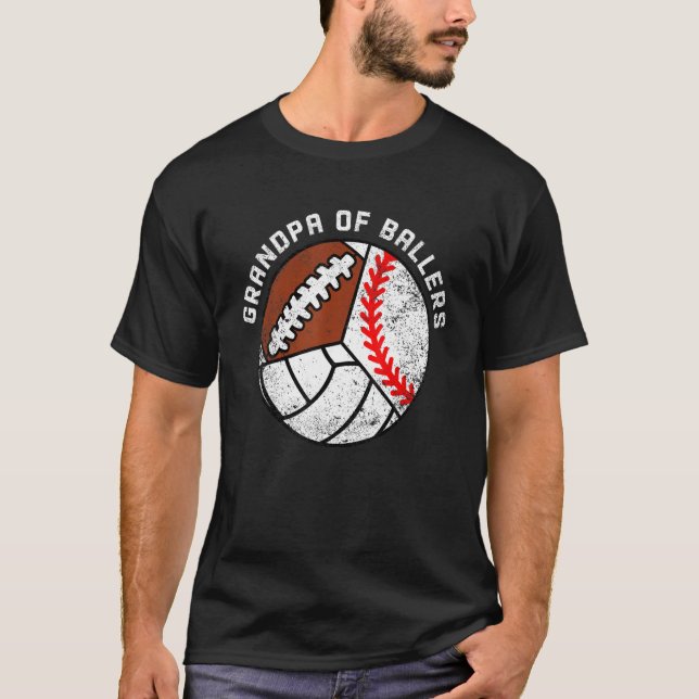 Camiseta Hombres Abuelo De Baloncesto Pie De Voleibol (Anverso)