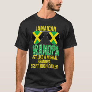 Camiseta Hombres Abuelo Jamaiquino Bandera Jamaica Gafas de