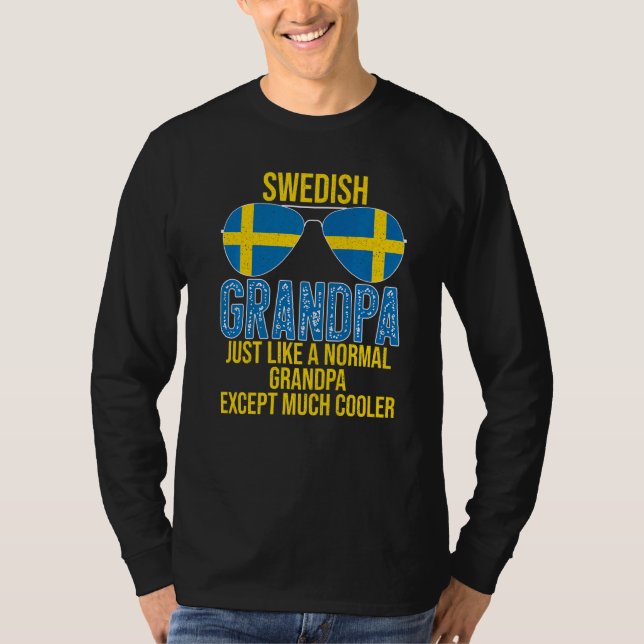 Camiseta Hombres Abuelo sueco Bandera de Suecia gafas de so (Anverso)