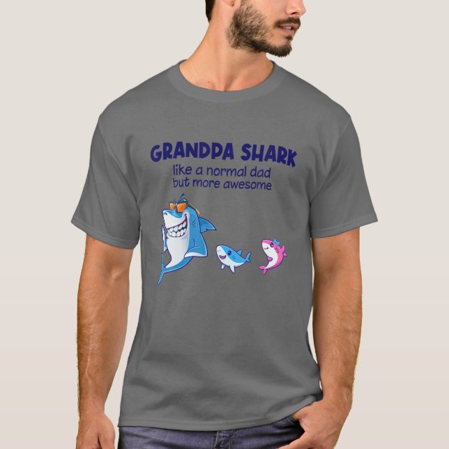 Camiseta Hombres Abuelo Tiburón Como Un Tiburón Normal Pero (Anverso)