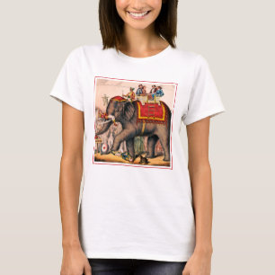 Camiseta Hombres Actuando En Circo Con Un Elefante.