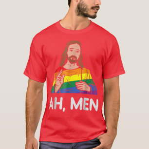 Camiseta Hombres Ah Hombres Gay Arcoiris Jesús Orgullo LGBT