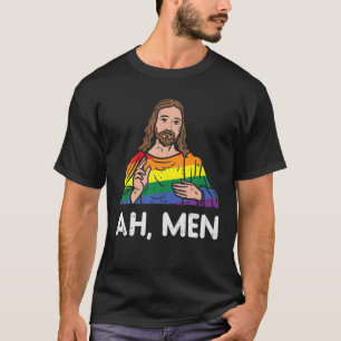 Camiseta Hombres Ah Hombres Gay Arcoiris Jesús Orgullo LGBT