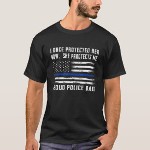 Camiseta Hombres Ahora Me Protege Orgullosa Policía Papá Po