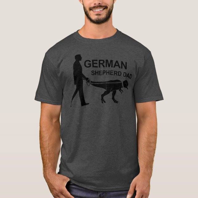 Camiseta Hombres Alemán Pastor Dad Dinosaur GSD Propietario (Anverso)