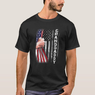 Camiseta Hombres Americano Abuelo Bandera Fist Bump Abuelo