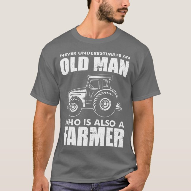 Camiseta Hombres anciano agricultor Tractor Abuelo Granja C (Anverso)