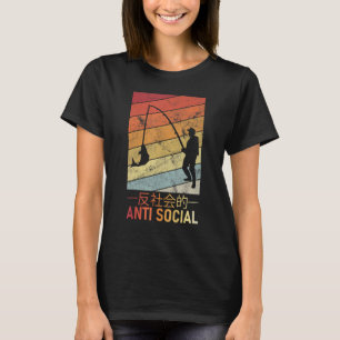Camiseta Hombres antisociales japoneses pescando texto Esté