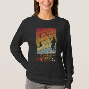 Camiseta Hombres antisociales japoneses pescando texto Esté