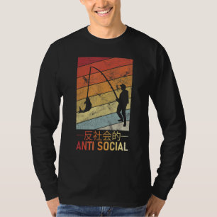 Camiseta Hombres antisociales japoneses pescando texto Esté