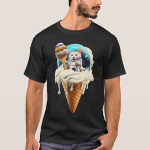 Camiseta Hombres Astronauta Hielo Cream Tees Mujeres