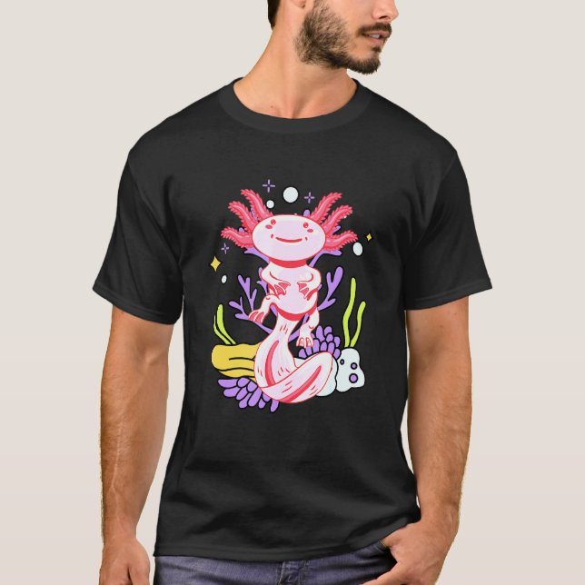 Camiseta Hombres Axolotl Pescado Mexicano Cute Amphibian C (Anverso)
