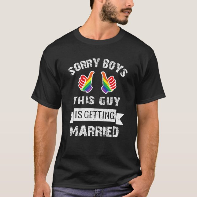 Camiseta Hombres Bacheler Party Lgbt Gay Pride Groom Bride (Anverso)