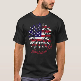 Camiseta Hombres Bandera Americana Girasol Estados Unidos 4