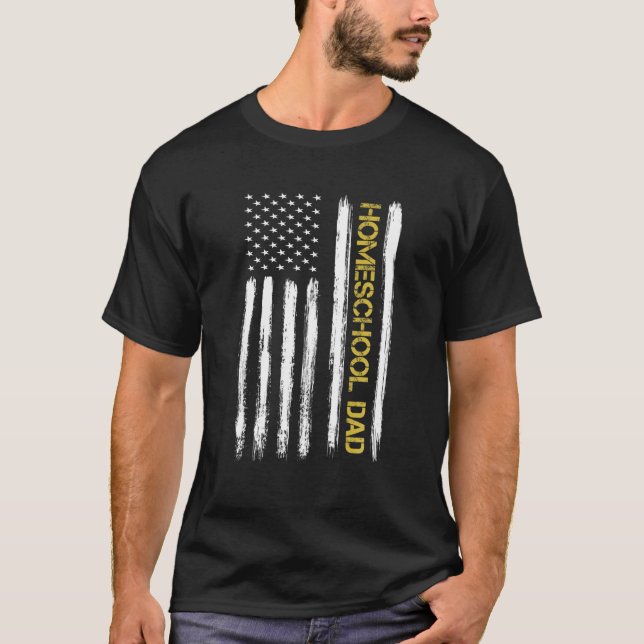 Camiseta Hombres Bandera Americana Homeschool Papá No Estud (Anverso)