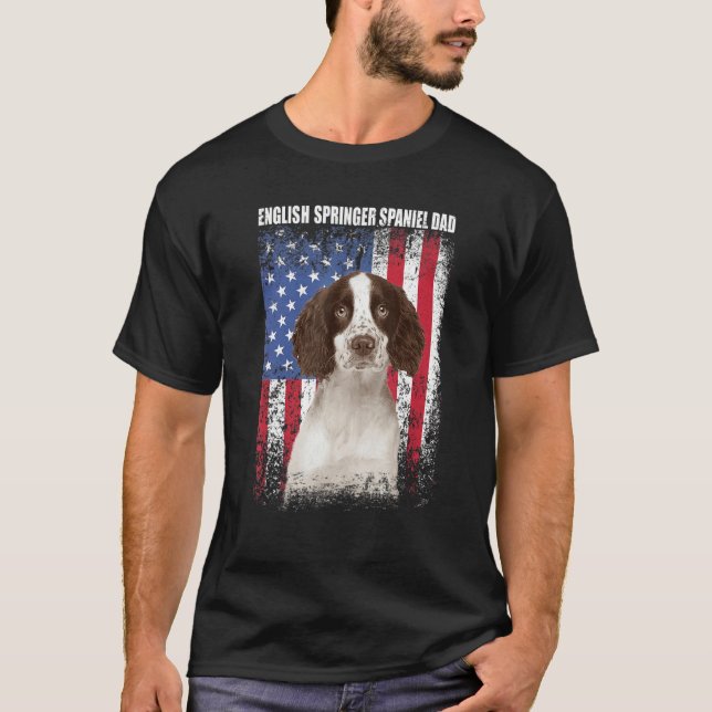 Camiseta Hombres Bandera Americana Inglés Springer Spaniel  (Anverso)