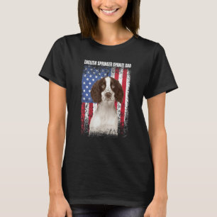Camiseta Hombres Bandera Americana Inglés Springer Spaniel