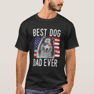 Camiseta Hombres Bandera Americana Mejor Perro Papá Collie 